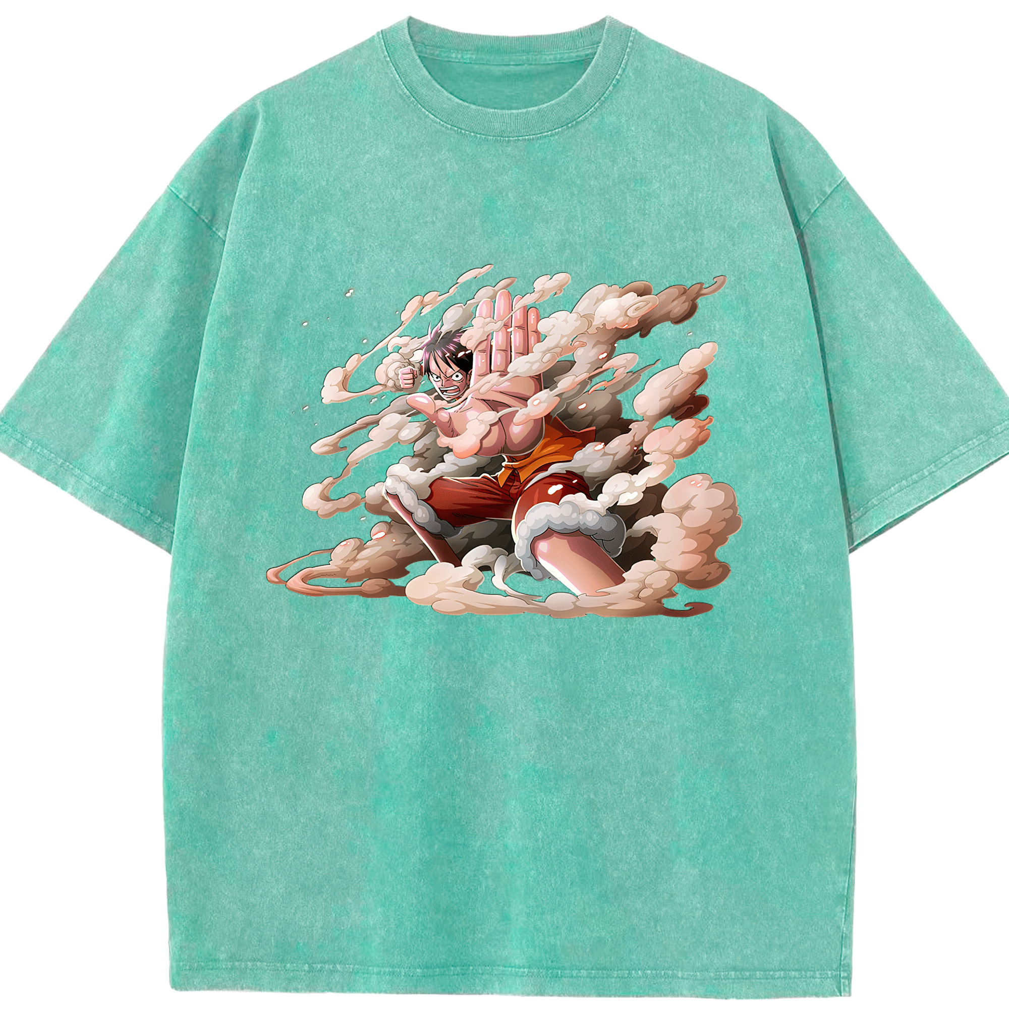 （画像用） ワンピース モンキー・D・ルフィ ONE PIECE Monkey D. Luffy 綿100% ヴィンテージ風 半袖Tシャツ（フロントプリント）